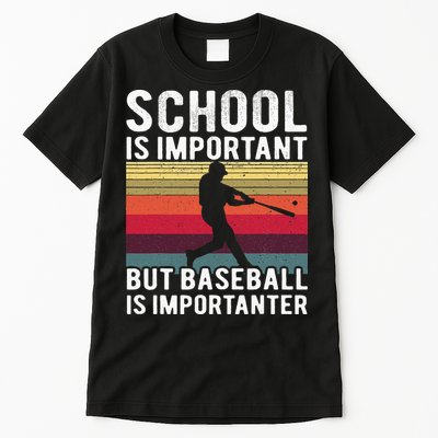 School Is Important But Baseball Is Importanter Vintage Kids Tall T-Shirt