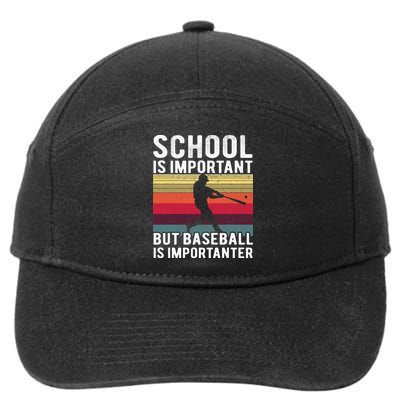 School Is Important But Baseball Is Importanter Vintage Kids 7-Panel Snapback Hat