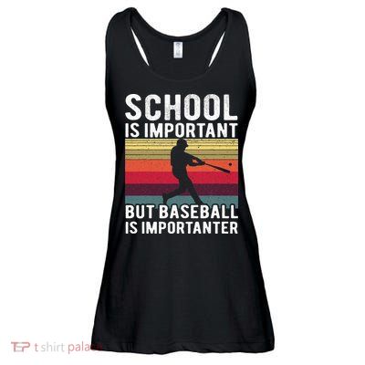 School Is Important But Baseball Is Importanter Vintage Kids Ladies Essential Flowy Tank