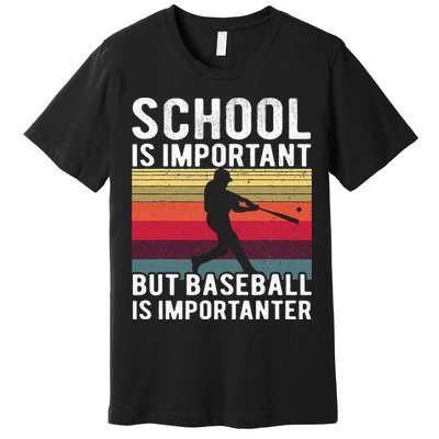 School Is Important But Baseball Is Importanter Vintage Kids Premium T-Shirt