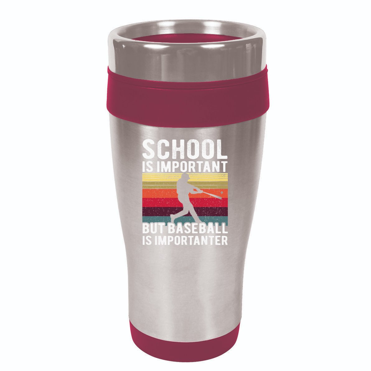 School Is Important But Baseball Is Importanter Vintage Kids 16oz Travel Tumbler
