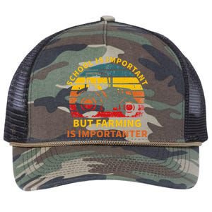 School Is Important But Farming Is Importanter Retro Rope Trucker Hat Cap