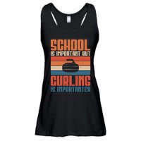 School Is Important But Curling Is Importanter Curling Gift Ladies Essential Flowy Tank