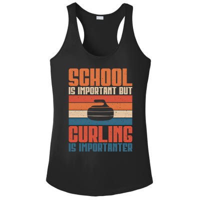 School Is Important But Curling Is Importanter Curling Gift Ladies PosiCharge Competitor Racerback Tank