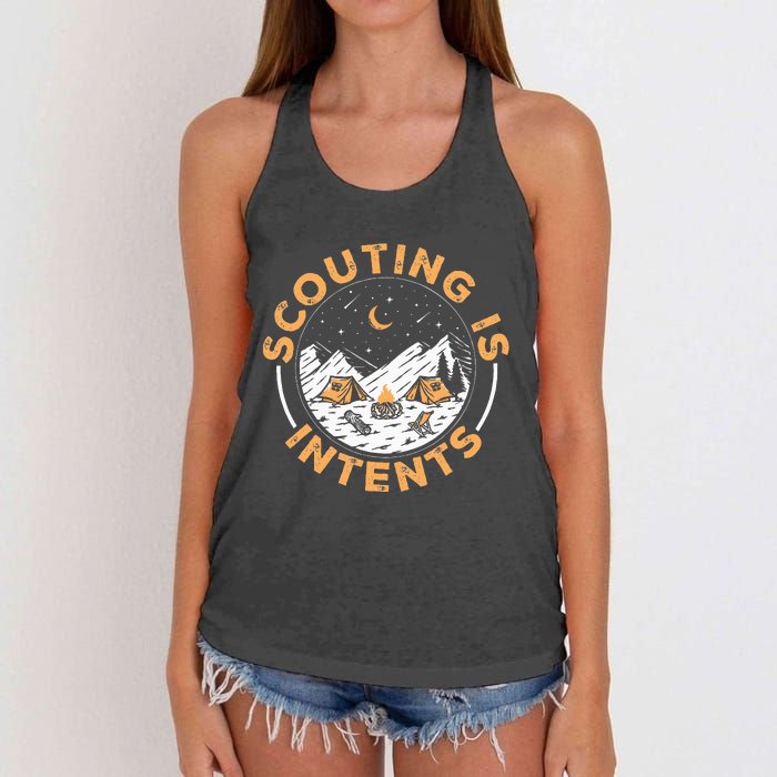 Scouting Is Intents Scout Funny Camping Women's Knotted Racerback Tank