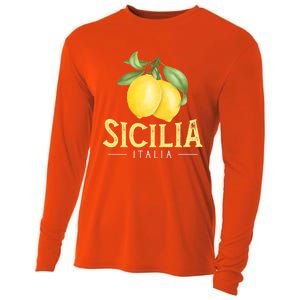 Sicilia Italia Italian Lemons Proud Sicilian Gift Cooling Performance Long Sleeve Crew