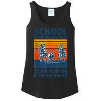 School Is Important But Team Roping Is Importanter Retro 2024 Ladies Essential Tank