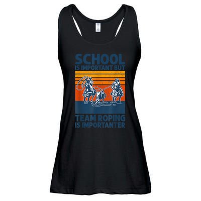 School Is Important But Team Roping Is Importanter Retro 2024 Ladies Essential Flowy Tank