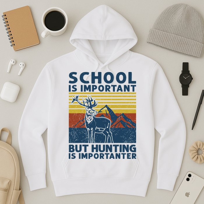 School Is Important But Hunting Is Importanter Deer Hunting Hoodie