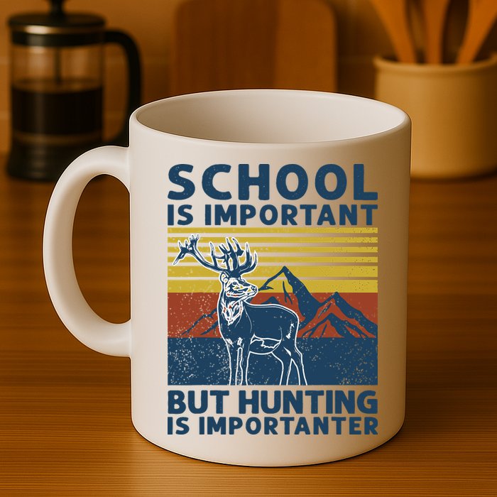 School Is Important But Hunting Is Importanter Deer Hunting Mug