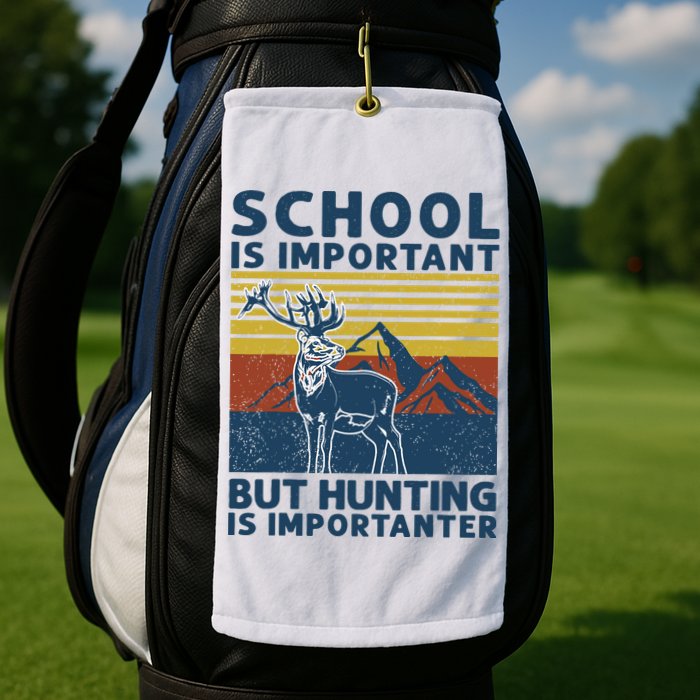 School Is Important But Hunting Is Importanter Deer Hunting Golf Towel
