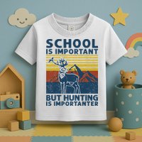 School Is Important But Hunting Is Importanter Deer Hunting Toddler T-Shirt