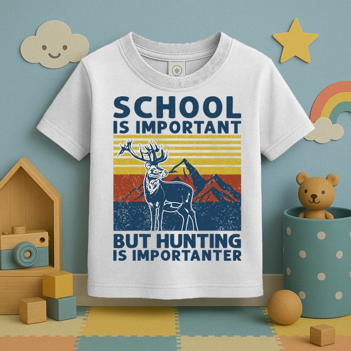 School Is Important But Hunting Is Importanter Deer Hunting Toddler T-Shirt