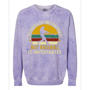 School Is Important But Baseball Is Importanter Baseball Colorblast Crewneck Sweatshirt