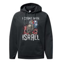 Support Israel I Stand With Israel Israeli Flag Performance Fleece Hoodie