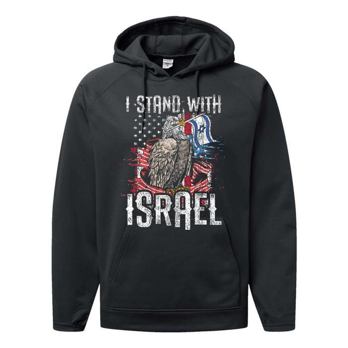 Support Israel I Stand With Israel Israeli Flag Performance Fleece Hoodie