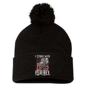 Support Israel I Stand With Israel Israeli Flag Pom Pom 12in Knit Beanie