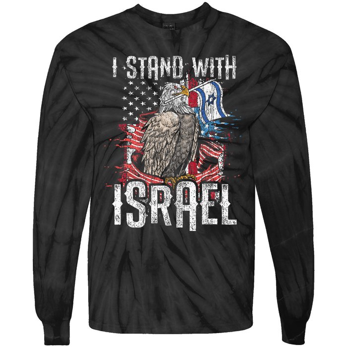 Support Israel I Stand With Israel Israeli Flag Tie-Dye Long Sleeve Shirt