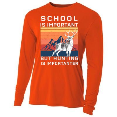 School Is Important But Hunting Is Importanter Cooling Performance Long Sleeve Crew