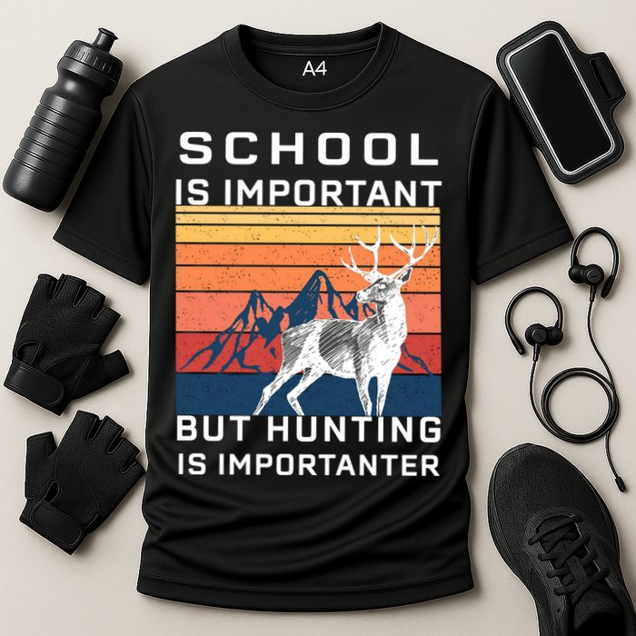 School Is Important But Hunting Is Importanter Cooling Performance Crew T-Shirt