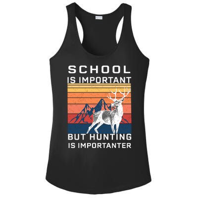 School Is Important But Hunting Is Importanter Ladies PosiCharge Competitor Racerback Tank