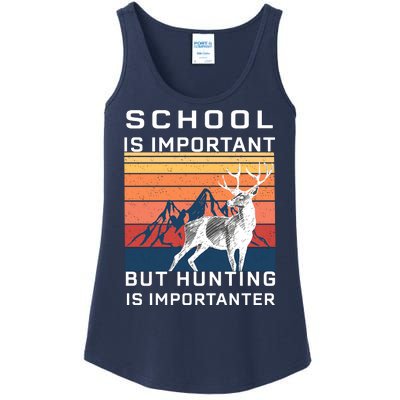 School Is Important But Hunting Is Importanter Ladies Essential Tank