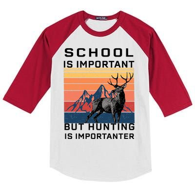 School Is Important But Hunting Is Importanter Kids Colorblock Raglan Jersey