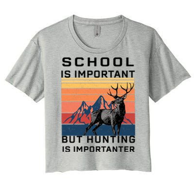 School Is Important But Hunting Is Importanter Women's Crop Top Tee