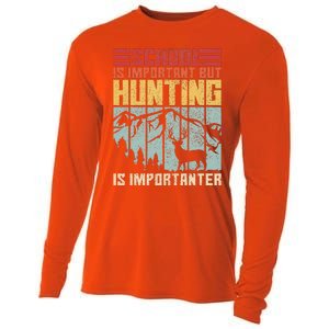 School Is Important But Hunting Is Importanter Deer Hunting  Cooling Performance Long Sleeve Crew