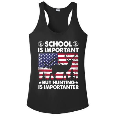 School Is Important But Hunting Is Importanter Funny Hunting Ladies PosiCharge Competitor Racerback Tank
