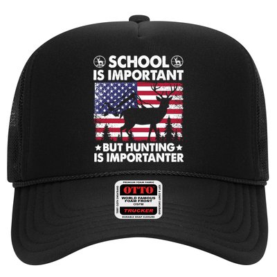School Is Important But Hunting Is Importanter Funny Hunting Trucker Hat