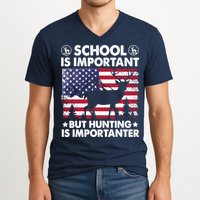 School Is Important But Hunting Is Importanter Funny Hunting V-Neck T-Shirt