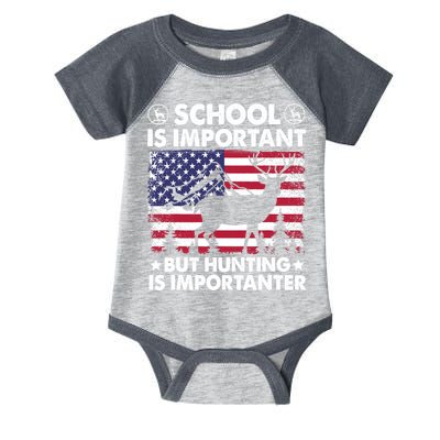 School Is Important But Hunting Is Importanter Funny Hunting Infant Baby Jersey Bodysuit