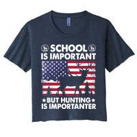 School Is Important But Hunting Is Importanter Funny Hunting Crop Top