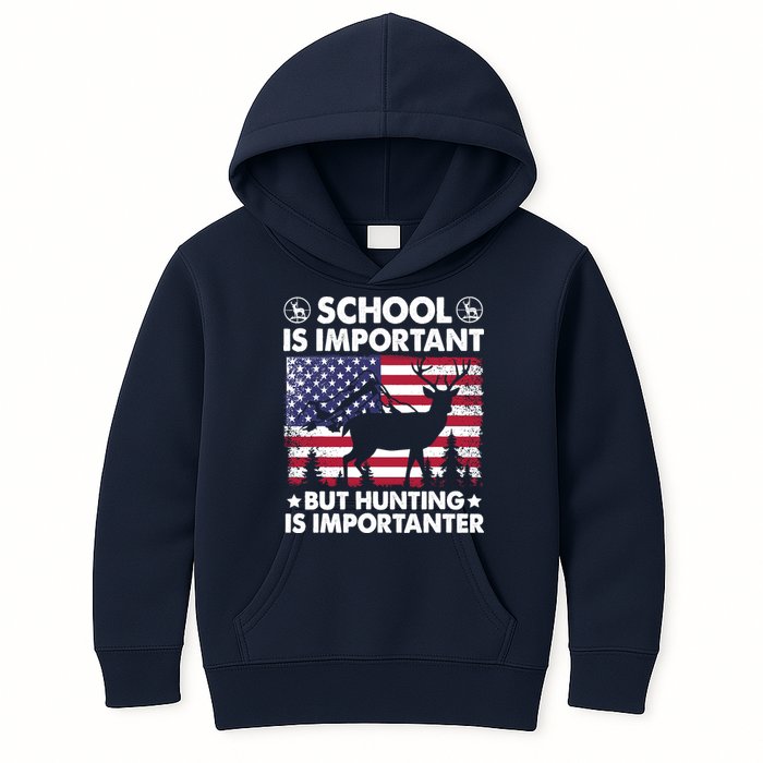 School Is Important But Hunting Is Importanter Funny Hunting Kids Hoodie