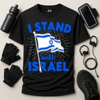 Support Israel I Stand With Israel Israeli Flag Cooling Performance Crew T-Shirt