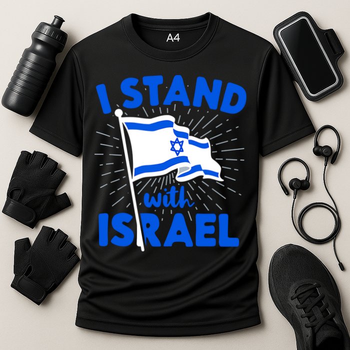 Support Israel I Stand With Israel Israeli Flag Cooling Performance Crew T-Shirt