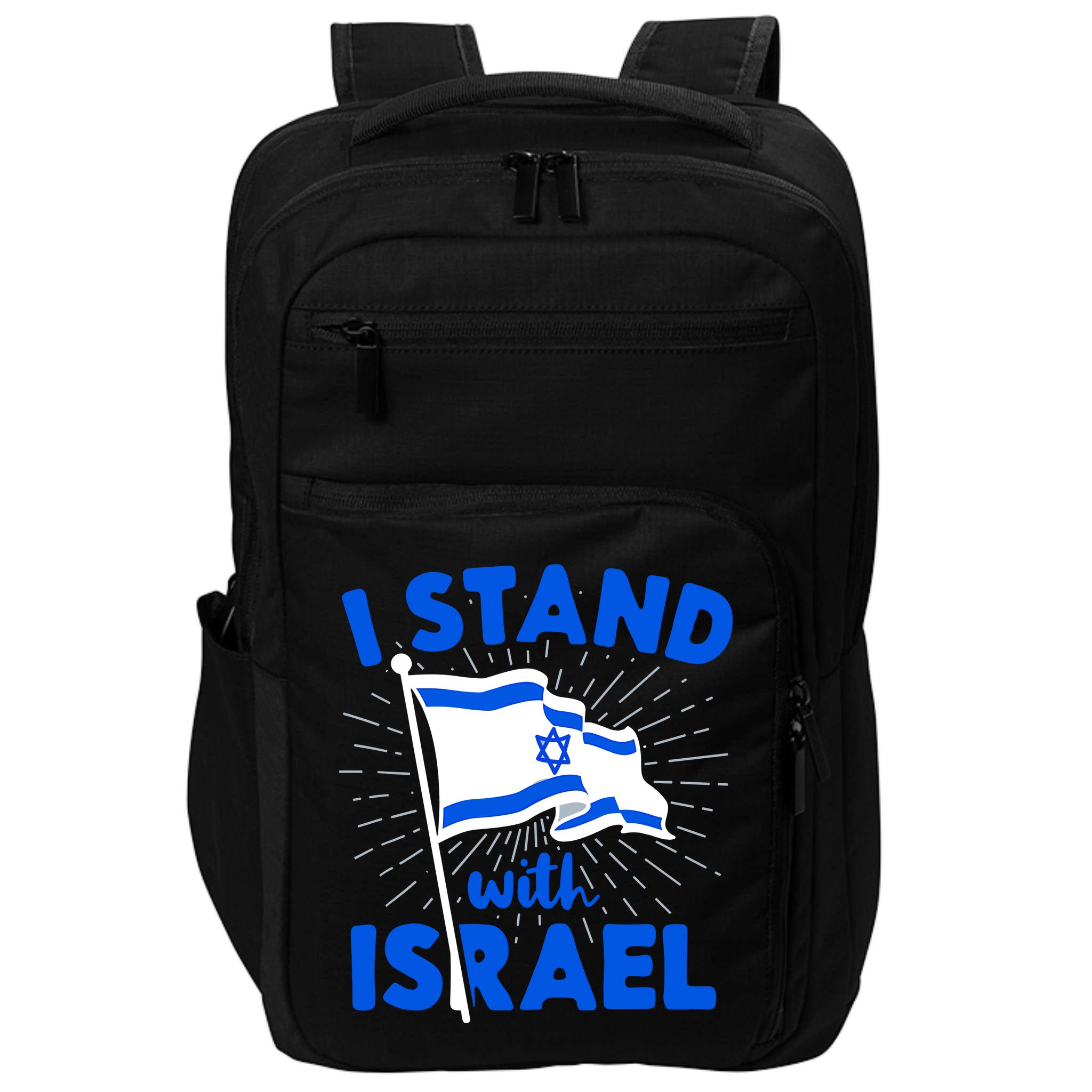Support Israel I Stand With Israel Israeli Flag Impact Tech Backpack