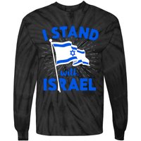 Support Israel I Stand With Israel Israeli Flag Tie-Dye Long Sleeve Shirt