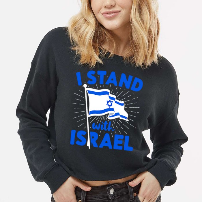 Support Israel I Stand With Israel Israeli Flag Cropped Pullover Crew