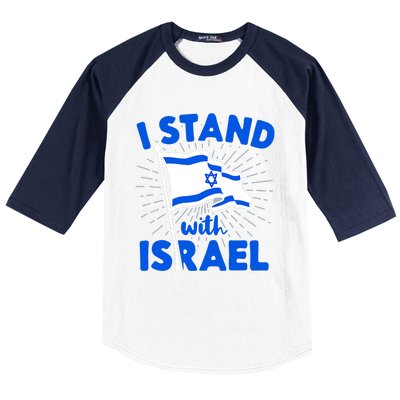 Support Israel I Stand With Israel Israeli Flag Baseball Sleeve Shirt