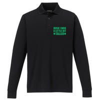 Shamrocks Irish I Was A Little Bit Taller St Patricks Day Performance Long Sleeve Polo