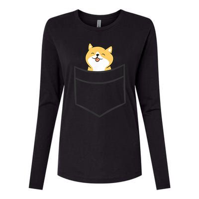 Shiba Inu In A Pocket Cute Pocket Shiba Inu Womens Cotton Relaxed Long Sleeve T-Shirt