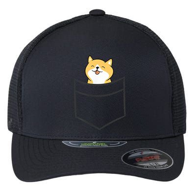 Shiba Inu In A Pocket Cute Pocket Shiba Inu Flexfit Unipanel Trucker Cap