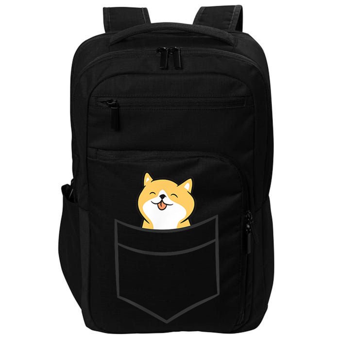 Shiba Inu In A Pocket Cute Pocket Shiba Inu Impact Tech Backpack