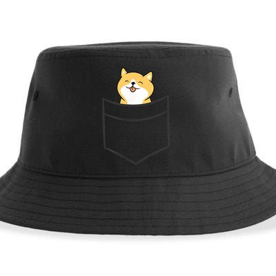 Shiba Inu In A Pocket Cute Pocket Shiba Inu Sustainable Bucket Hat