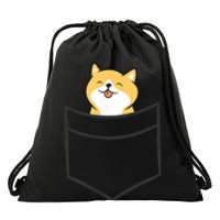 Shiba Inu In A Pocket Cute Pocket Shiba Inu Drawstring Bag