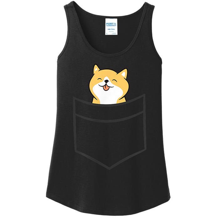 Shiba Inu In A Pocket Cute Pocket Shiba Inu Ladies Essential Tank