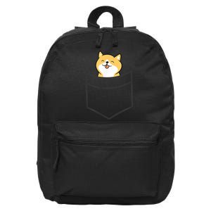 Shiba Inu In A Pocket Cute Pocket Shiba Inu 16 in Basic Backpack