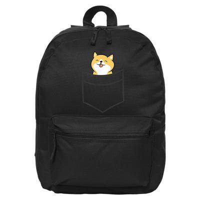 Shiba Inu In A Pocket Cute Pocket Shiba Inu 16 in Basic Backpack